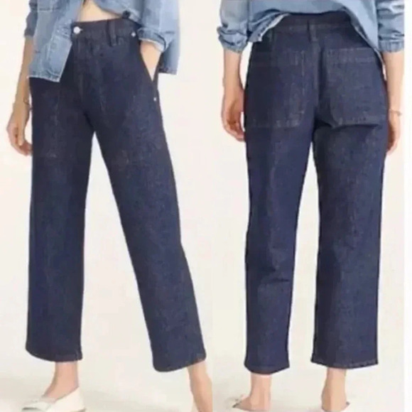 J. Crew | High Rise Patch Pocket Jeans Cropped Straight Leg Denim - Picture 1 of 9